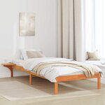 vidaXL Cadre de lit avec tables de chevet Marron Marron cire
