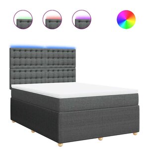 vidaXL Sommier à lattes de lit avec matelas Gris foncé 140x200cm Tissu