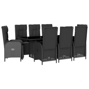 vidaXL Ensemble à manger de jardin 9Pièces coussins noir résine tressée