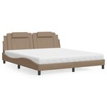 vidaXL Lit avec matelas cappuccino 180x200 cm similicuir