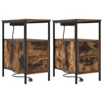 vidaXL Armoires de chevet avec tiroir 2 Pièces Chêne fumé 30 x 48 x 61 cm