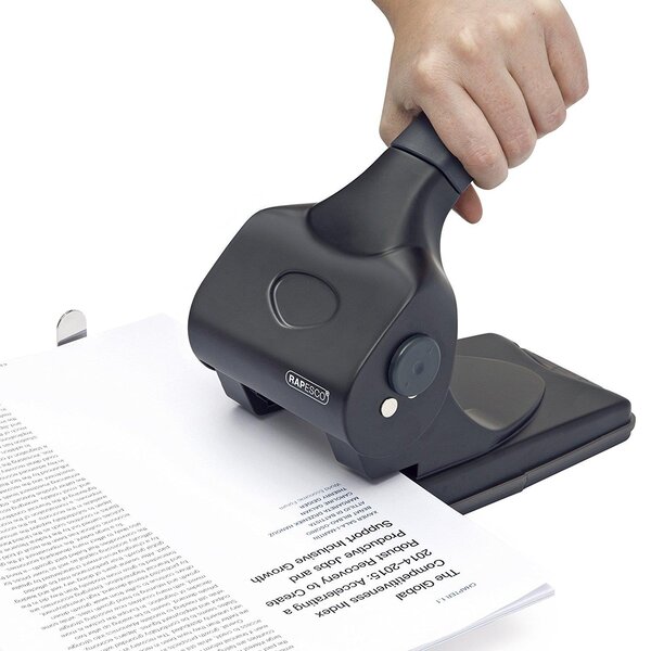 Perforateur 2 trous C865 Gros Travaux 65 feuilles Sans Effort Métal Noir RAPESCO