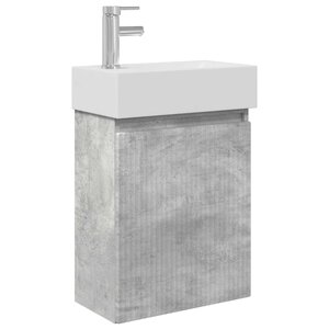 vidaXL Meuble de salle de bain avec robinet Gris béton