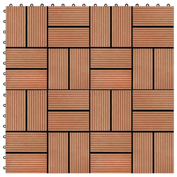vidaXL Carreau de terrasse 11 Pièces WPC 30 x 30 cm 1 m² Couleur Teck