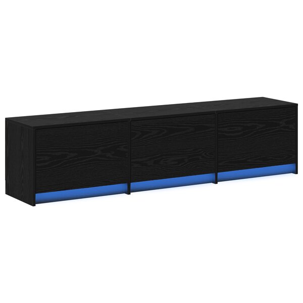 vidaXL Meuble TV avec LED en chêne noir 162.5x34x40 cm Bois d'ingénierie