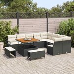 vidaXL Ensemble de canapé de jardin 12 Pièces Noir Poly rotin