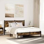vidaXL Cadre de lit en métal sans matelas chêne fumé 137x190 cm