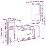 vidaXL Ensemble de meubles de salle de bain 3 pièces en chêne noir en bois aggloméré