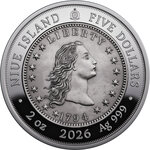 Monnaie 1794 FLOWING HAIR SILVER DOLLAR Greatest US Coins 2 Oz Argent 5$ Niue 2026 (PRÉCOMMANDE)