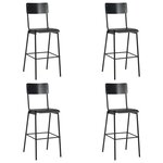 vidaXL Chaises de bar lot de 4 noir contreplaqué solide et acier