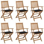 vidaXL Chaises pliables de jardin lot de 6 avec coussins Bois d'acacia