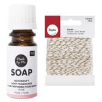 Huile parfumée pour savon à la rose 10 ml + Ficelle dorée & blanche 15 m