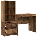 vidaXL Bureau avec rangement vieux bois en bois d'ingénierie