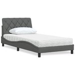 vidaXL Lit avec matelas gris foncé 100x200 cm tissu