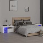 vidaXL Tables de chevet 2 Pièces et lumières LED Blanc 70x36 5x40 cm