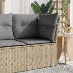 vidaXL Canapé d'angle de jardin avec coussins beige résine tressée