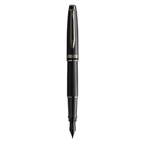 Waterman expert stylo plume noir métallisé plume moyenne encre bleue coffret cadeau