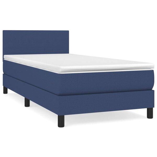 vidaXL Sommier à lattes de lit avec matelas Bleu 90x190 cm Tissu