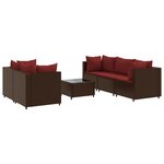 vidaXL Salon de jardin 6 Pièces avec coussins Marron Résine tressée