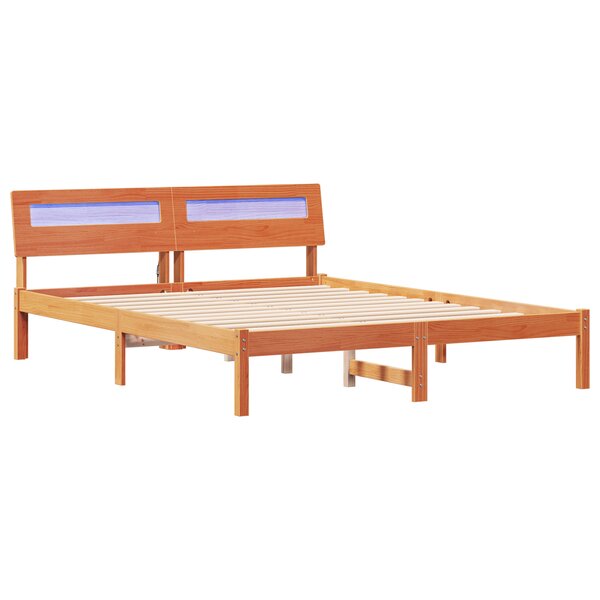 vidaXL Cadre de lit Marron cire 160 x 200 cm Bois massif en pin