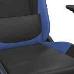 vidaXL Chaise de jeu de massage et repose-pied Noir et bleu Similicuir