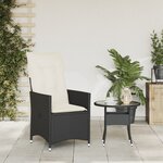 vidaXL Chaise inclinable de jardin avec coussins noir résine tressée