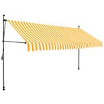 vidaXL Auvent manuel rétractable avec LED 400 cm Blanc et orange