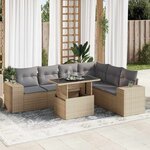 vidaXL Salon de jardin avec coussins 7 Pièces beige résine tressée