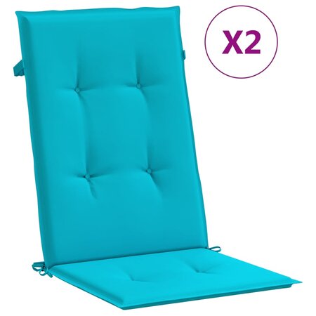 vidaXL Coussins de chaise à dossier haut 2 Pièces turquoise tissu