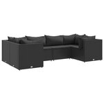 vidaXL Salon de jardin 6 Pièces avec coussins Noir Résine tressée