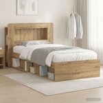 vidaXL Cadre de lit avec rangement Chêne artisanal 90 x 190 cm