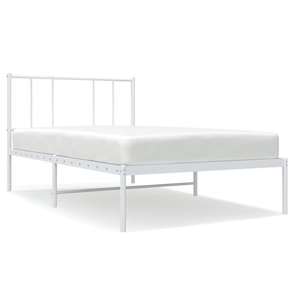 vidaXL Cadre de lit métal avec tête de lit blanc 107x203 cm