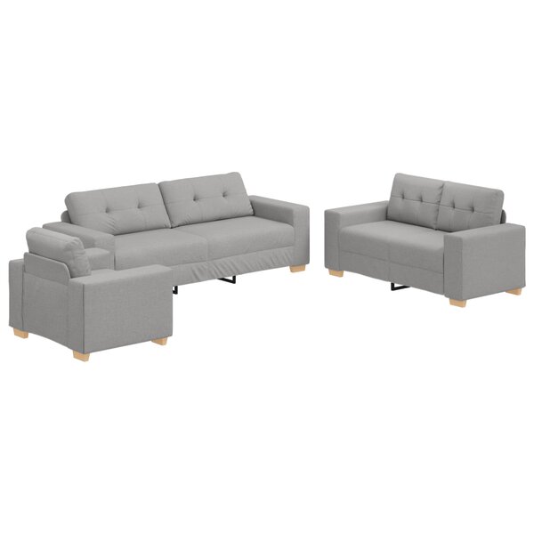 Canapé 3 places vidaXL avec coussins en tissu gris
