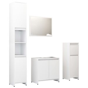 vidaXL Ensemble de meubles de salle de bain 4Pièces Blanc Bois ingénierie