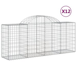 vidaXL Paniers à gabions arqués 12 Pièces 200x50x80/100 cm Fer galvanisé