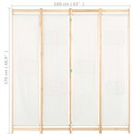 vidaXL Cloison de séparation 4 panneaux Crème 160x170x4 cm Tissu
