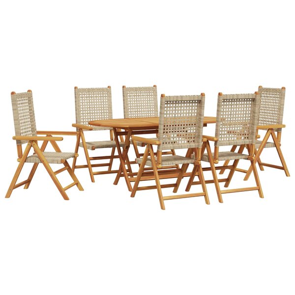 vidaXL Ensemble de salle à manger pour jardin 7 Pièces Beige