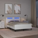 vidaXL Cadre de lit avec bandes LED Blanc 140 x 190 cm Simili cuir