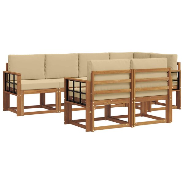 vidaXL Ensemble de canapés d'extérieur 7 pc Naturel et Beige