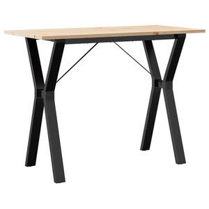 vidaXL Table à manger cadre en Y 100x50x75 cm bois de pin massif acier