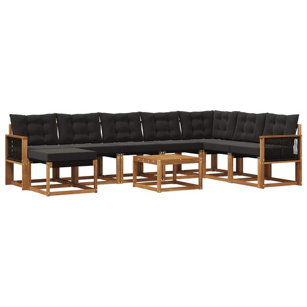 vidaXL Ensemble de canapés d'extérieur 9 pc Naturel et noir