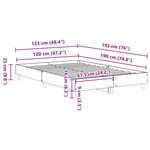 Lit vidaXL 120x190 cm Gris Béton en Bois Ingenierie