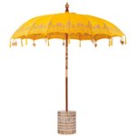 vidaXL Parasol balinais 260 Jaune 210-220 cm Coton et bois massif