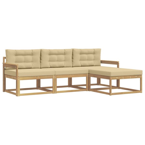 vidaXL Ensemble de canapés d'extérieur 4 pc Blanc et Beige Polyester