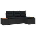 vidaXL Ensemble de canapé de jardin avec coussin 4 Pièces Noir polyrotin