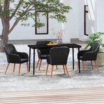 vidaXL Ensemble de salle à manger de jardin avec coussins 5 Pièces Noir