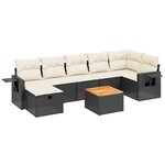 vidaXL Salon de jardin 8 Pièces avec coussins noir résine tressée