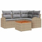 vidaXL Ensemble de canapé de jardin 5 Pièces Beige Poly rotin