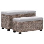 Banquette pouf tabouret meuble banc 2 Pièces jacinthe d'eau gris 3002178