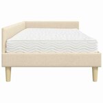 vidaXL Cadre de lit d'angle avec matelas 2 Pièces Crème tissu